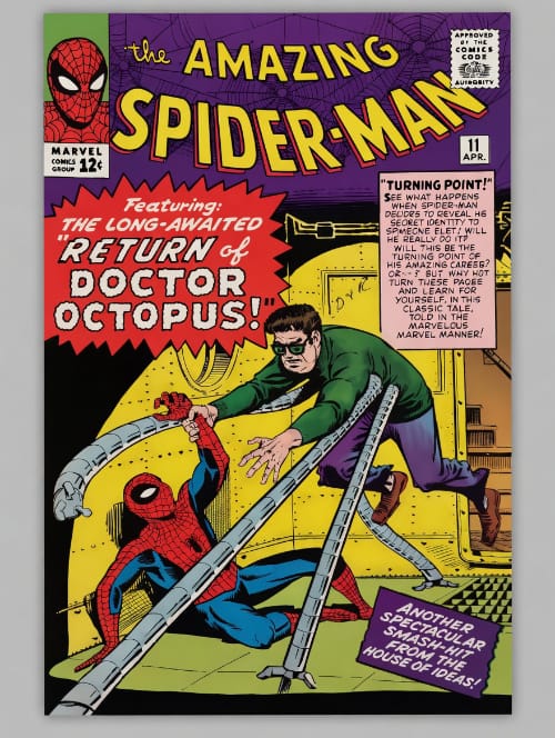 Cover of The Amazing Spider-Man issue 11 featuring the return of Doctor Octopus. EzComicBuyer pays cash for vintage Silver Age Marvel comic book collections.